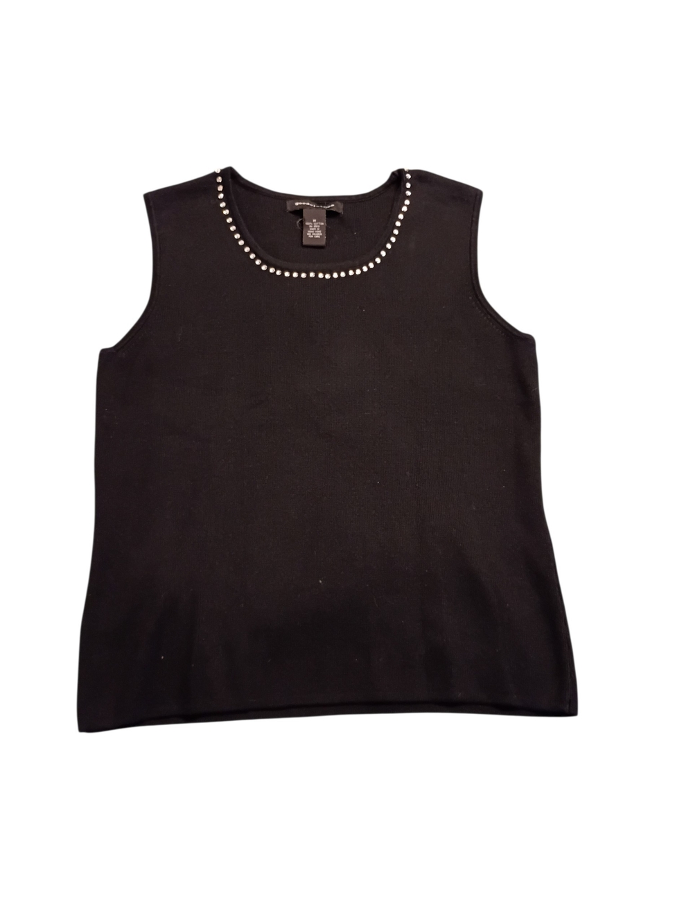 EUC Goodclothes Black Sleeveless Stud-Trim Knit Top Rhinestone